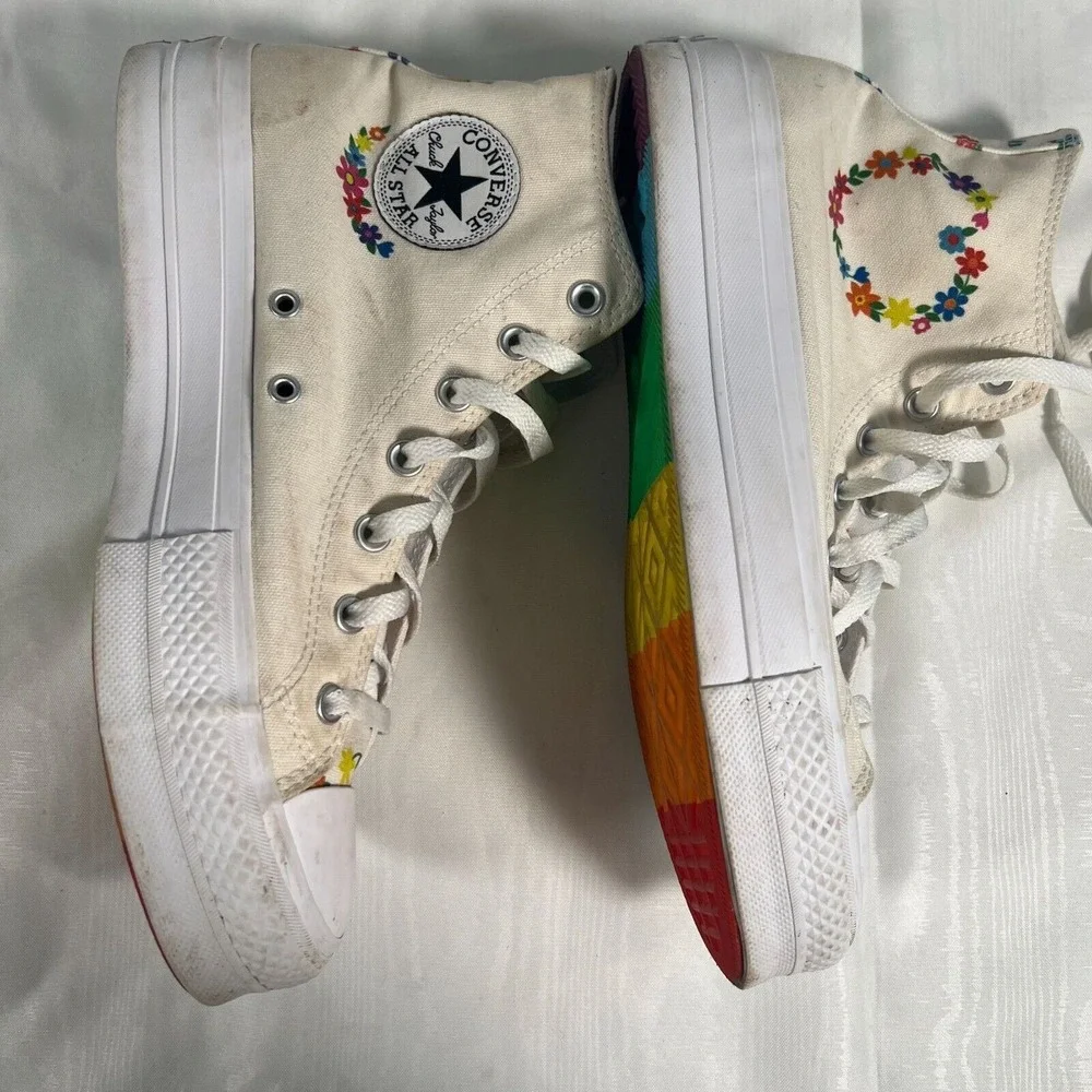Converse Unisex High-Top Sneakers Floral Pattern Size 9/11 Multicolor Canvas‎